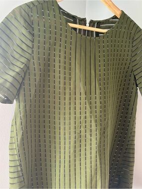 Jcrew semi sheer shadow striped top with unique exposed back zipper